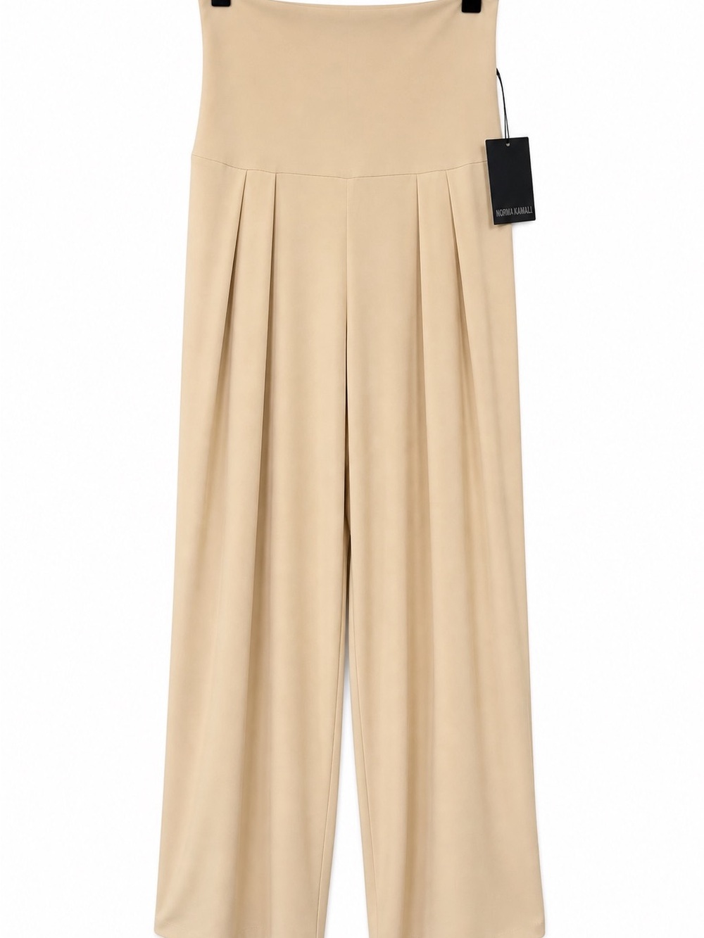 Norma Kamali high waist tailored pleat pant sand wide leg XS NWT